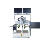 Automatic CCD‑Vision Soldering Machine with Monitoring SPL‑HXCCD‑5331‑6441‑7551, dual‑station vision‑guided soldering robot, CCD positioning plus real‑time video monitoring for high‑precision traceable PCBA and micro‑component soldering