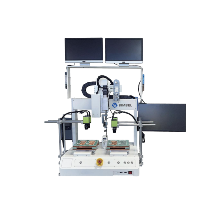 Automatic CCD‑Vision Soldering Machine with Monitoring SPL‑HXCCD‑5331‑6441‑7551, dual‑station vision‑guided soldering robot, CCD positioning plus real‑time video monitoring for high‑precision traceable PCBA and micro‑component soldering