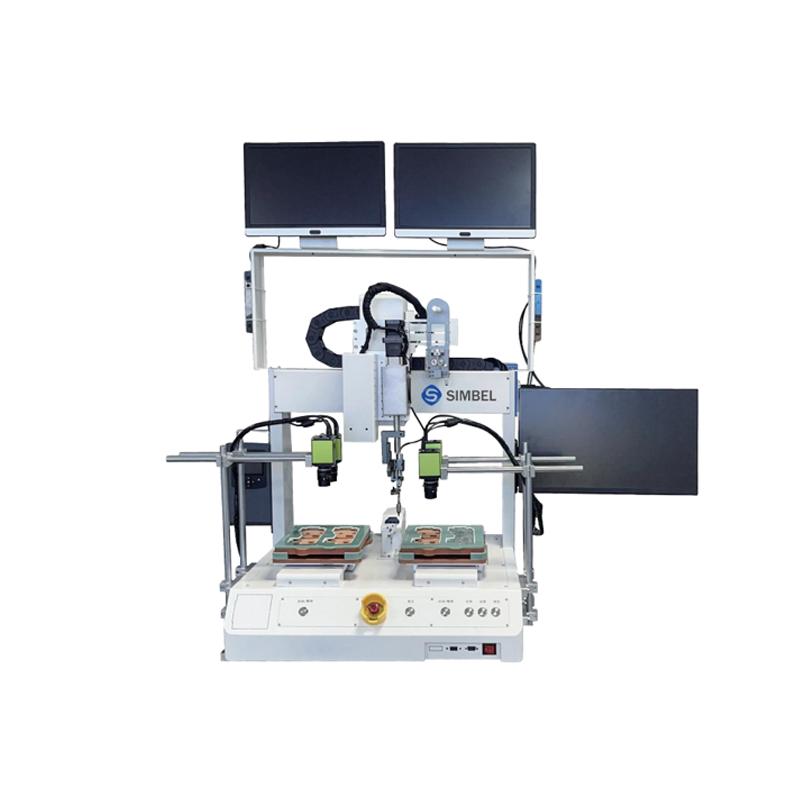 Automatic CCD‑Vision Soldering Machine with Monitoring SPL‑HXCCD‑5331‑6441‑7551, dual‑station vision‑guided soldering robot, CCD positioning plus real‑time video monitoring for high‑precision traceable PCBA and micro‑component soldering