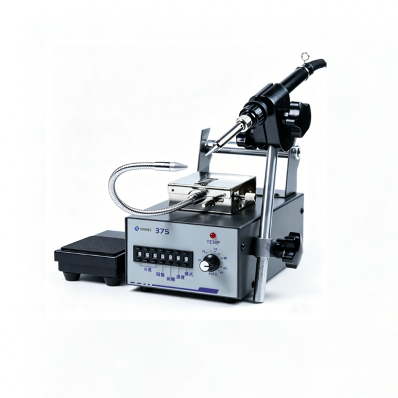 Foot‑pedal Handheld Soldering Machine, foot switch controlled semi‑automatic soldering equipment, handheld soldering iron with auto solder‑wire feeder for PCBA and connector welding